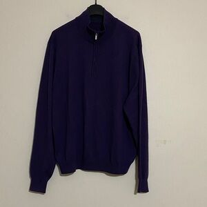 Aristo Men's Deep Purple Zip-Up Sweater pull over XL event soft wool cozy office